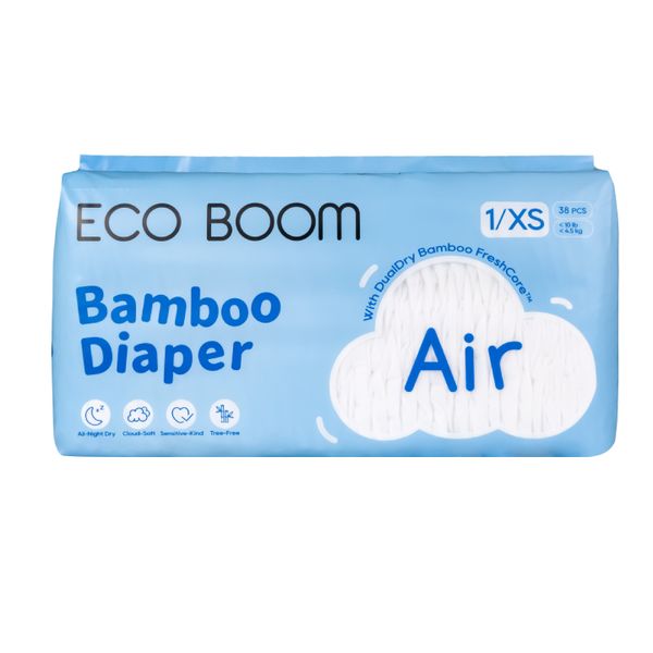Eco Boom - Air Bamboo Baby Nappies Pack of 38 - Extra Small
