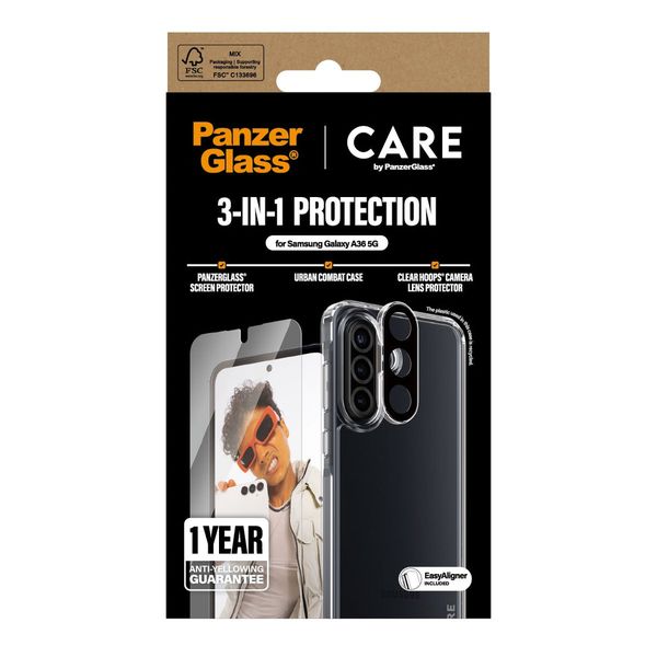 PanzerGlass 3-in-1 Bundle compatible Samsung Galaxy A36 5G