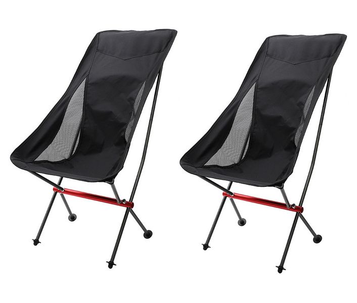 Glamping - Ultralight Portable High-Back Folding Camping Chair x 2 (Beige)