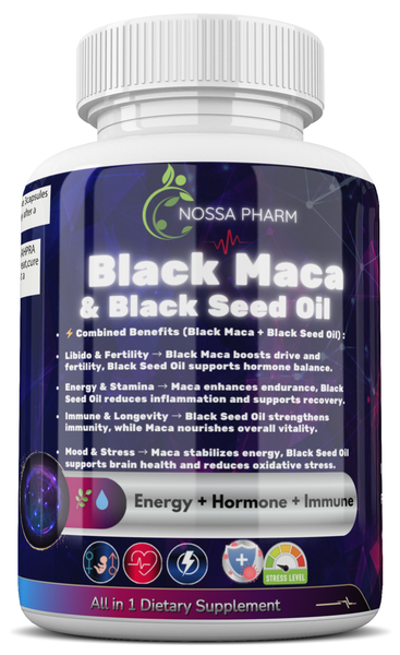 Nossa Pharm - Black Maca &amp; Black Seed Oil - 60 Veggie Capsules