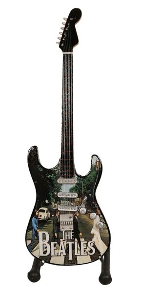 Ornamental Guitar Mini Wooden - The Beatles Zebra Crossing 7cm x 24cm