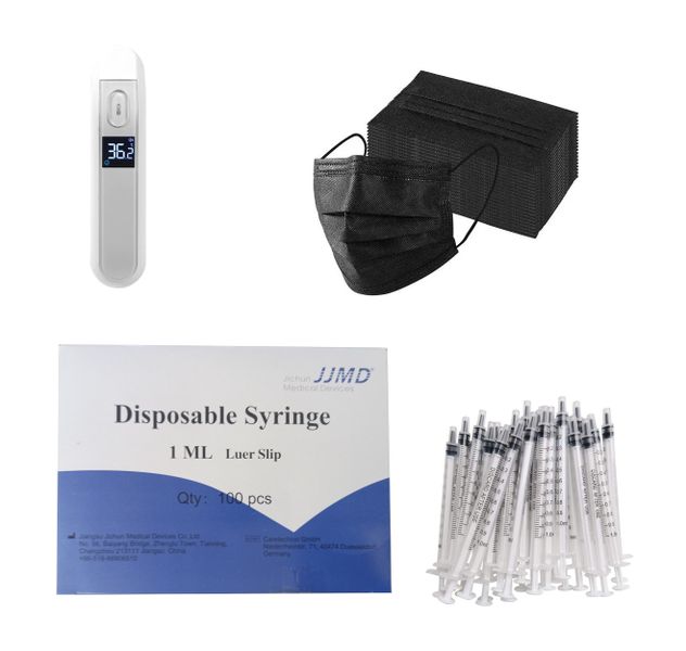 Digital Thermometer - 100 x 1ml Disposable Syringes - 50 x Medical Masks