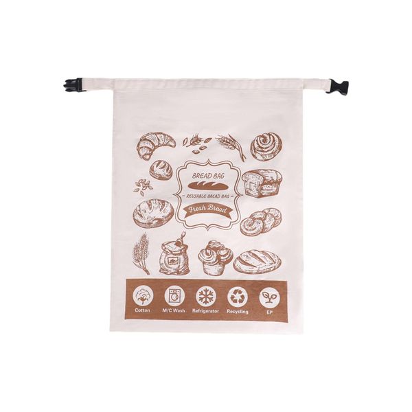 Reusable Cotton Bakery Homemade Bread Storage Bag With Buckles Closures