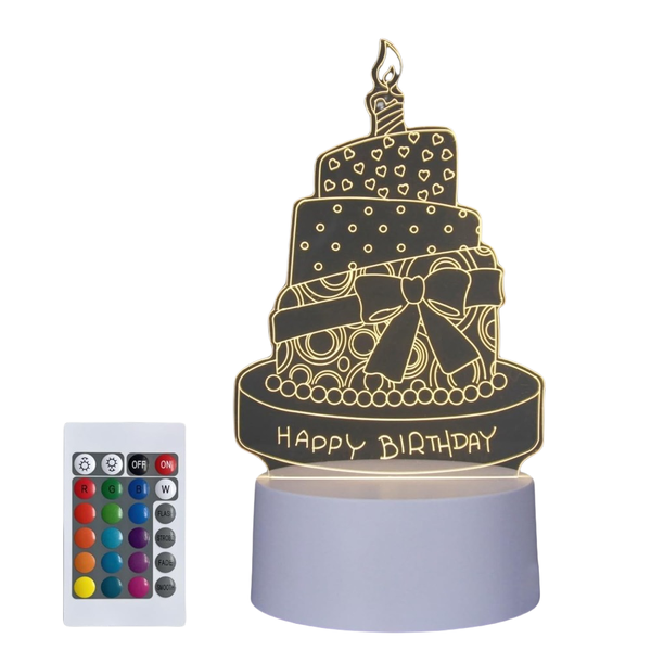 3D LED: Birthday Cake Optical Illusion Lamps Light -Birthday Gift