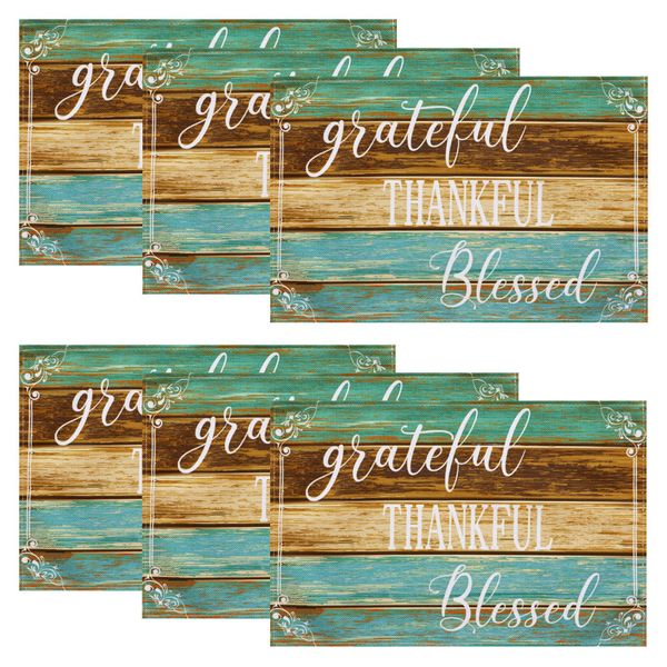 Farmhouse Placemats Set of 6 Thanksgiving Dining Table Placemats