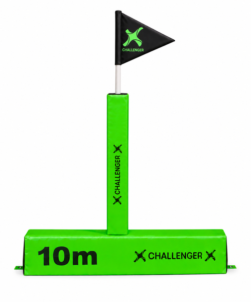 Rugby 10m Line Marker Wedge (800mm) incl 1m pc Post &amp; Flag - Challenger