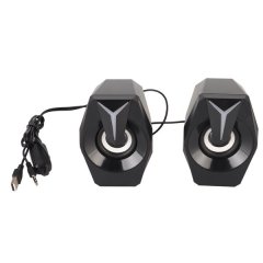 USB Powered Speaker with RGB Lights Volume Control Portable Speaker Black