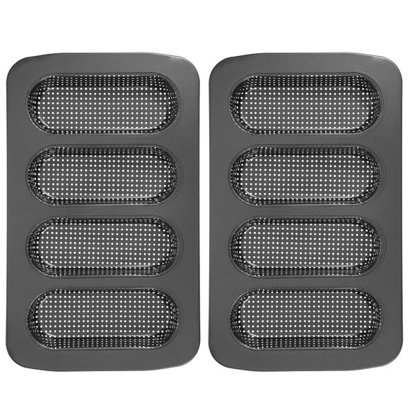 Hot Dog Bun Pan, Bread Loaf Pan 4 Cavity Perforated, Carbon Steel Set of 2