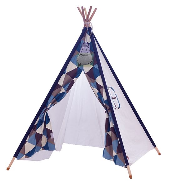 iKids Pentagonal Teepee Tent Blue Triangles Large Size