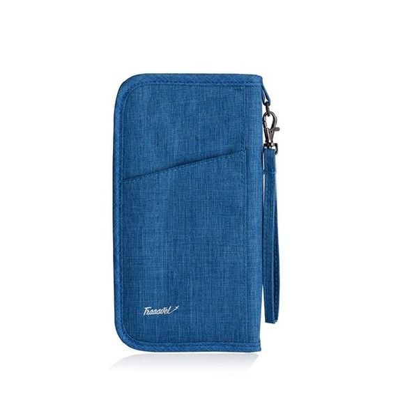 Multi-Function Travel Passport holder Zip Organizer Wallet Pouch – NavyBlue