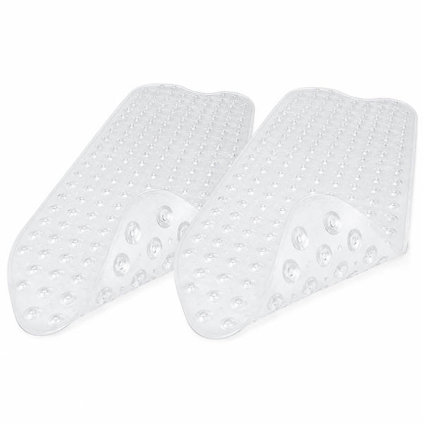 SKY-TOUCH 2PCS Non-Slip Bath &amp; Shower Mat with Suction Cups and Drain Holes