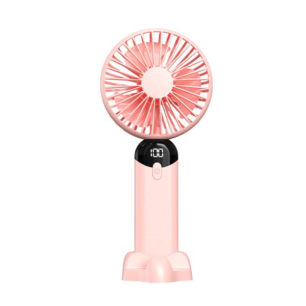 Pink 6-Speed Mini Handheld Fan with Turbo Cooling and LED Display