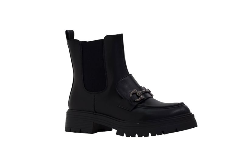 LaMara Paris Wilea 4cm Heel Chuncky Clerated Chelse Boot With A Trim - Black