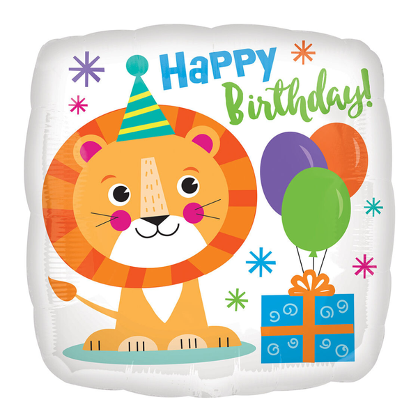 Foil Balloon Happy Birthday Happy Lion 18 inch