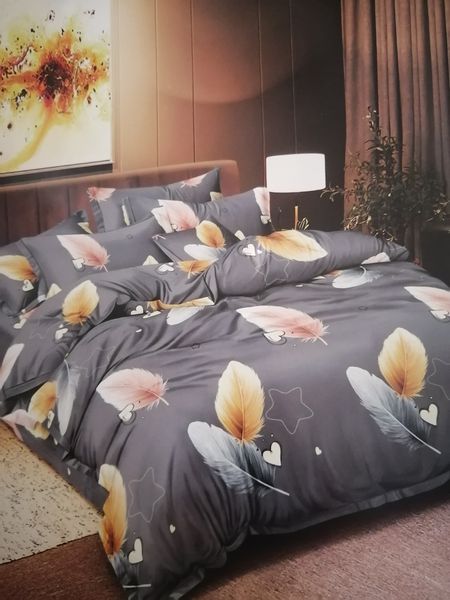 6 Piece Large Heart Feather Duvet Cover Set