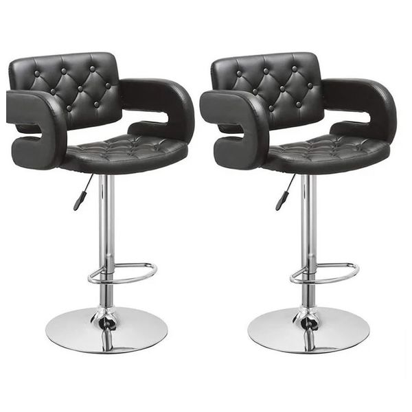 Adjustable Leather Bar Stool - Set of 2