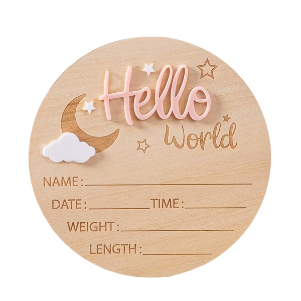 Kings Baby Birth Announcement Board with Star, Moon &amp; Cloud Design