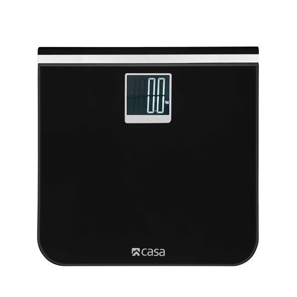 CASA Digital Bathroom Scale,Glass Platform, Large LCD Display - Black