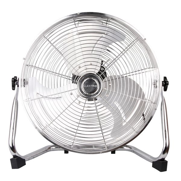 Elektra 36 cm Power Floor Fan - Silver, Adjustable, Oscillating, 3-Speed