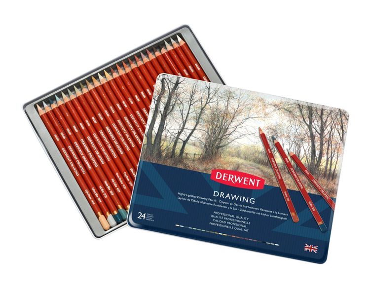 Derwent Drawing Pencil - Tin of 24