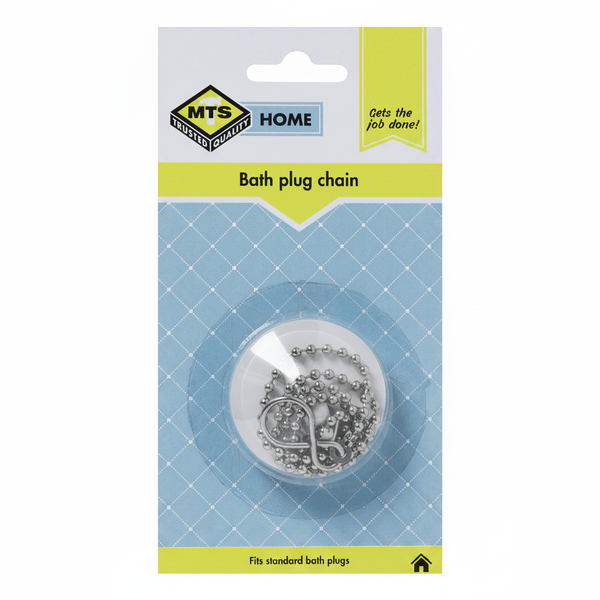 MTS Bath Plug with Chain - Durable PVC White for Standard Baths