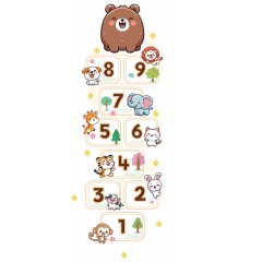 Brown Bear Kid Creative Numbers Lattice Floor Sticker Hopscotch Footprint