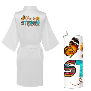 Printed Summer Gown with Tumbler - She is Strong