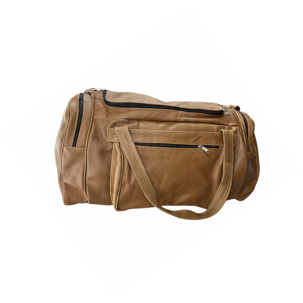 Brown Genuine Leather Duffel Bag 52L Travel Overnight Bag
