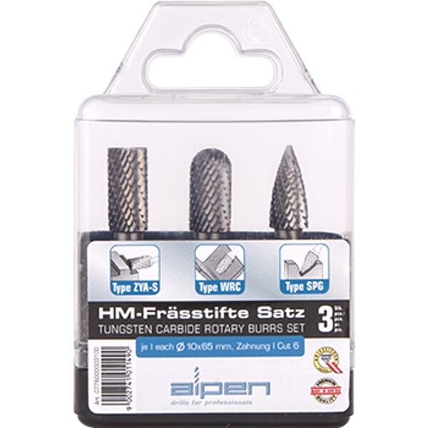 Alpen Tungsten Burr Set 3Piece