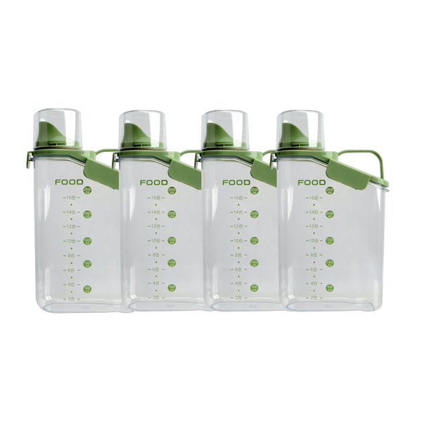 2L Airtight Storage Containers with Flip Lid Dry Food Dispenser - 4 Packs