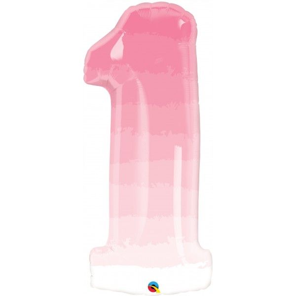 38 Inch Foil Number One Pink Ombre