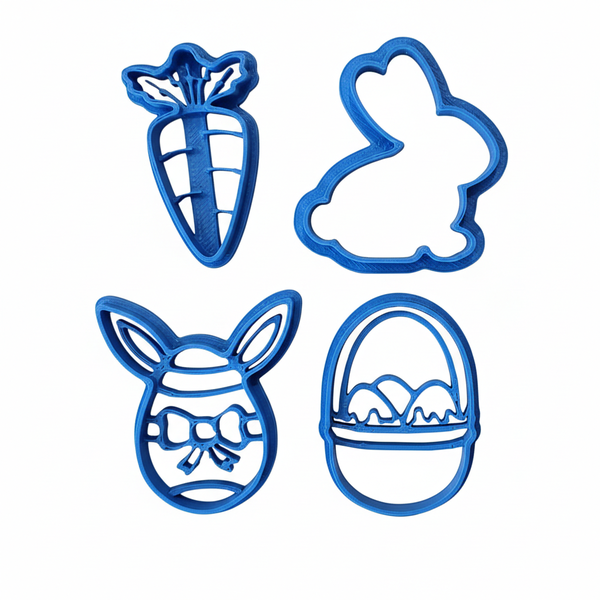 4-Piece Easter Cookie Cutter Set - Egg, Carrot, Basket &amp; Bunny - 4.5cm Mini