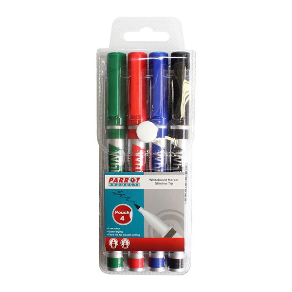 Parrot Products Whiteboard Marker Slimline (Pack of 4)