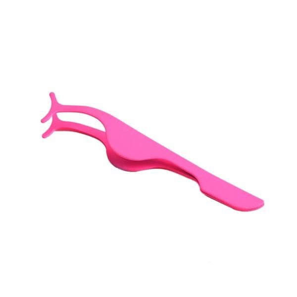 False Eyelash Tweezers Applicator Eyelash Extension Curler Nipper- Pink