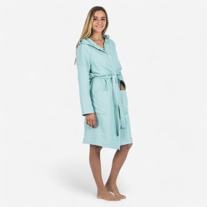 Nabaiji Women's Compact Microfibre Pool Bathrobe With Hood - Light Green