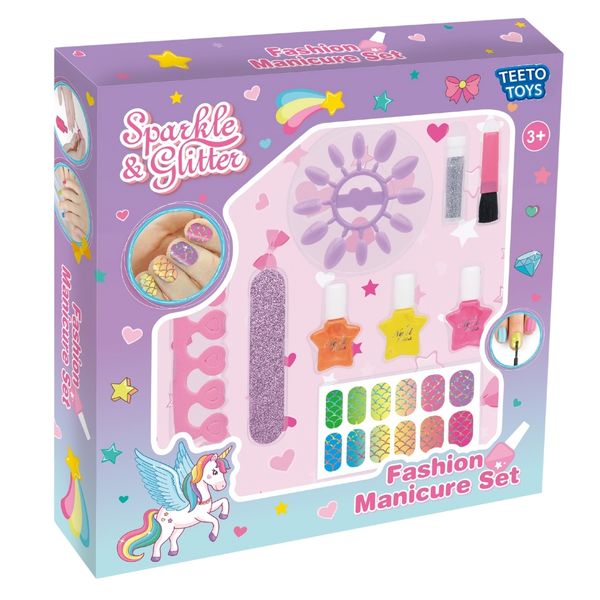 Kids Manicure Playset Toy - Pretend Play Nail and Beauty Toys for Girls