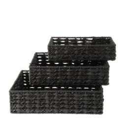 George &amp; Mason - Storage Tray Woven Large 37x27x10cm -Black