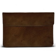15 Inch Genuine Leather Laptop Sleeve - Square flap