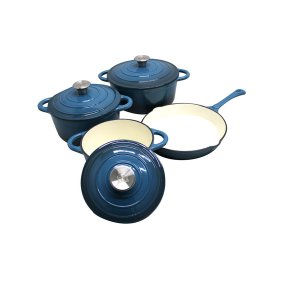 7 Piece Skillets Authentic Cast Iron Dutch Oven Cookware Pot Set