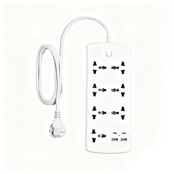 7 Way Multi-Plug Adapter with USB Type-C Ports Fire Resistant Power Strip
