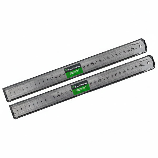 Kaufmann Steel Ruler 300mm - Precision Measuring Tool - 2 Pack