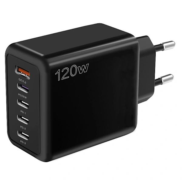 USB-C Fast Travel Charging Adapter 120W With USB-C + USB-A Port-Black