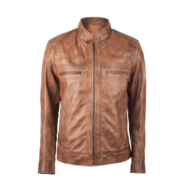 Men's Jack Waxed-Brown Leather Jacket