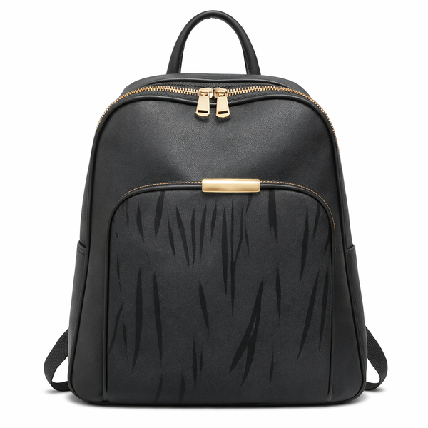 PU Leather Backpack Handbag for Women with Gold Zip Detail and Front Pocket