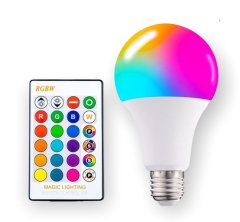 15W Led RGB Colour Changing Lamp E27 Dimmable Magic Bulb with Remote