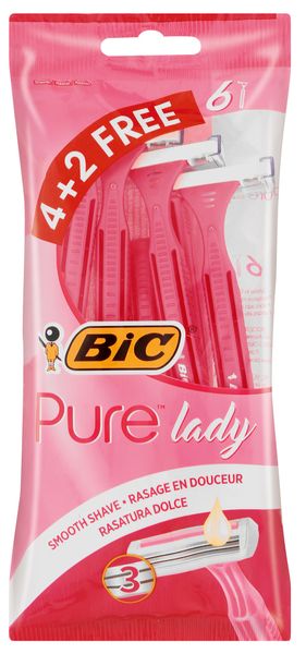 BIC Pure Lady Disposable Women's Razors - Pack of 4+2