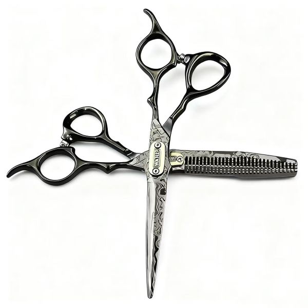 6 Inch Black Pattern Professional Hair Cutting Hair Salon Scissors