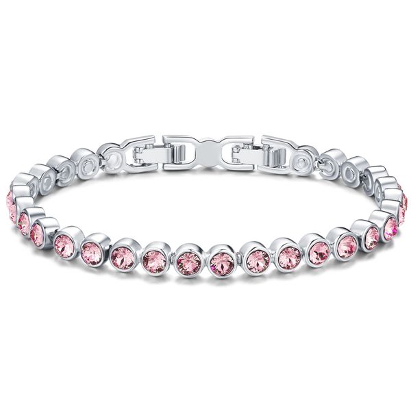 Civetta Spark Tennis Bracelet with Swarovski Light Rose Crystal Silver