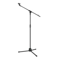 Carbon Steel Tripod Mic Stand with Boom Clamp 150cm - Black