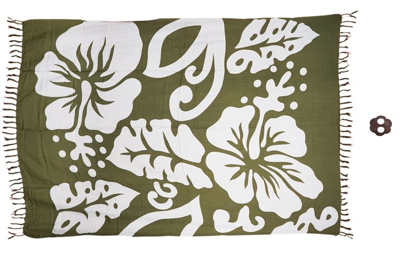 Sarong Island Flower Design With Coconut Shell Buckle 160cm x 115cm